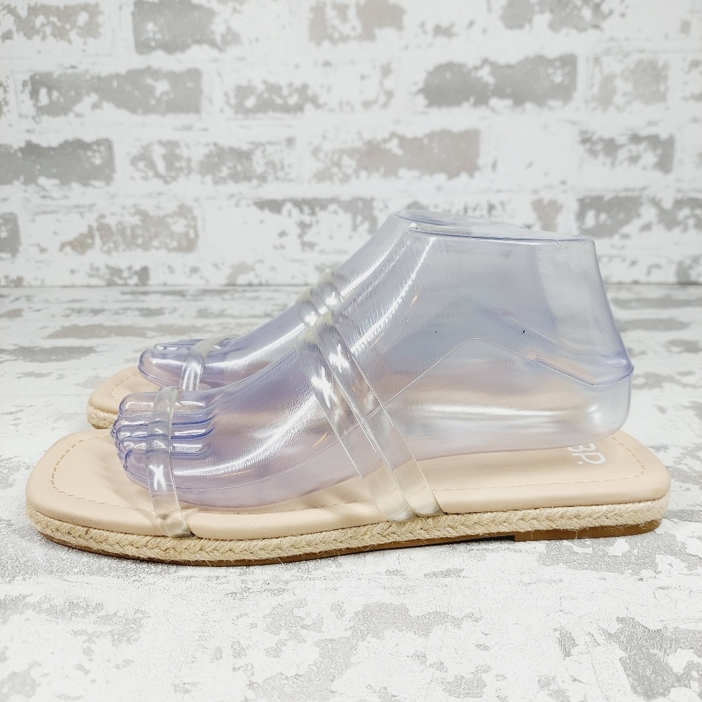 NEW BP Viola Braided Slip On Clear Flat Slide Sandals M499